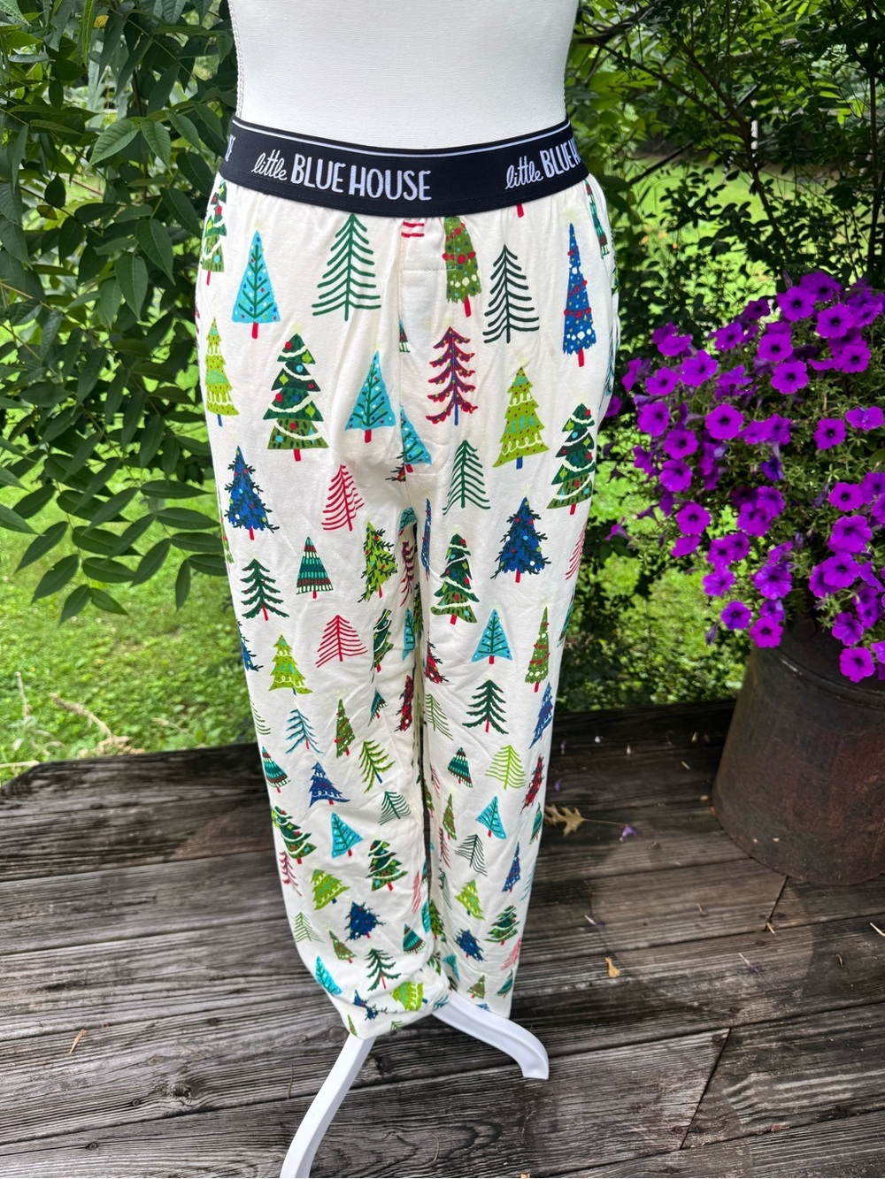 NWT Little Blue House Christmas Tree Pajama Pants Glow In Dark Pockets Large